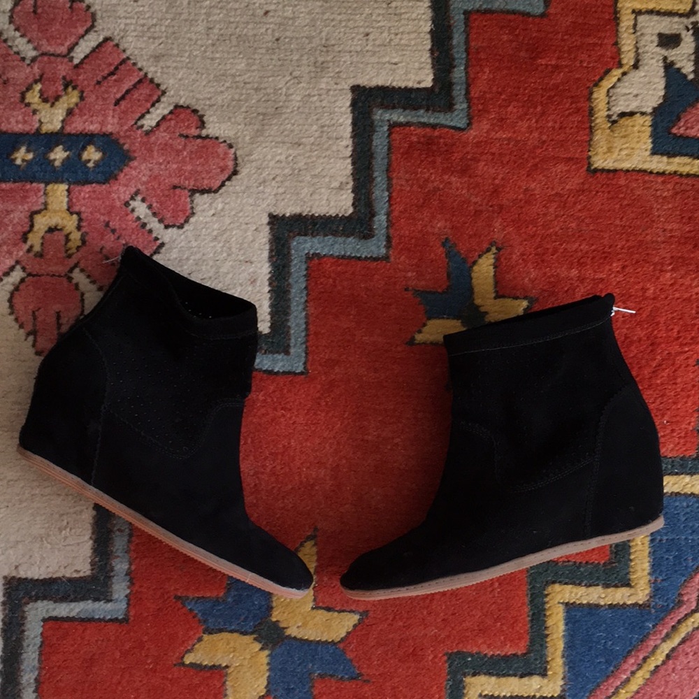 Black Wedge Booties - Picture 6 of 7